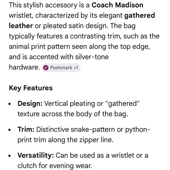 Coach Madison wristlet, limited edition in a  pleated satin design - Picture 14 of 14